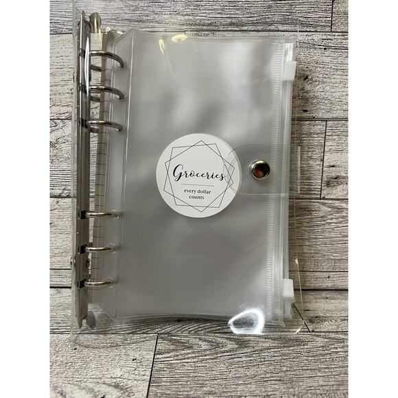 Budget Binder A6- 8 Clear Zippered Cash Envelopes Sticker Labeled 6 Ring Binder - Picture 1 of 11
